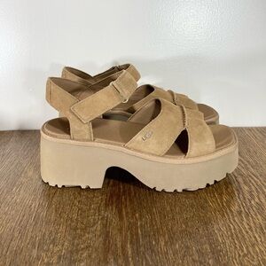 New Ugg New Heights Slingback Chunky Suede Sandal Women’s Various Sizes Chestnut